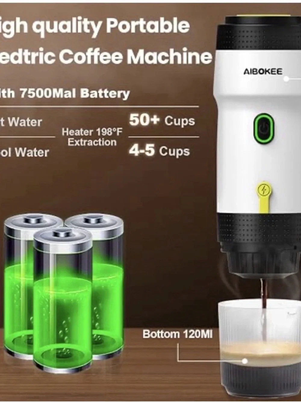 Aibokee Portable Espresso Machine 3-in-1 Self-Heating Coffee Maker 20 Bar Travel